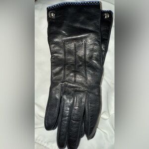 Coach black leather gloves with cashmere lining